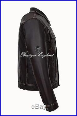 /'TRUCKER/' Mens SKIPPER Leather Jacket  BrownREAL HIDE LEATHER JACKET 1280