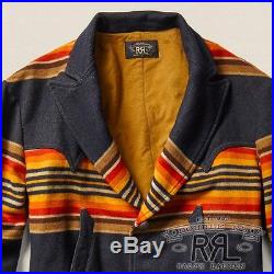 $1200 RRL Ralph Lauren 1950s Western Ranch Stripe Wool Blend Sport Coat-MEN- L