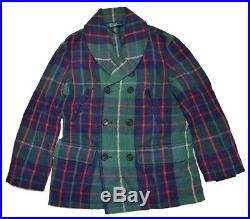 $1495 Polo Ralph Lauren Mens Wool Belted Pea Coat Jacket Green Navy Red Plaid XL
