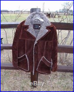 17678 JCPENNEY Vintage Shearling Barn Coat WESTERN Leather RANCHER JACKET 42