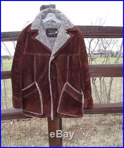 17678 JCPENNEY Vintage Shearling Barn Coat WESTERN Leather RANCHER JACKET 42