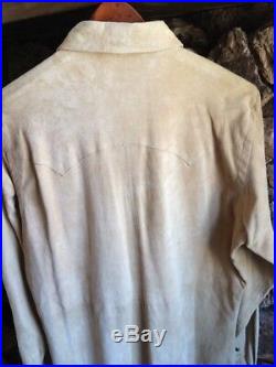 $1800 Polo Ralph Lauren French SUEDE Lambskin Leather WESTERN Shirt Jacket NWT M