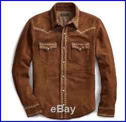$1800 RRL Ralph Lauren Limited Edition Western Suede Leather Shirt Jacket- L