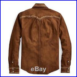 $1800 RRL Ralph Lauren Limited Edition Western Suede Leather Shirt Jacket- L