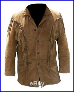 1800's Western Native American Style Mens Leather Coat Jacket Vest Shirt LJ01