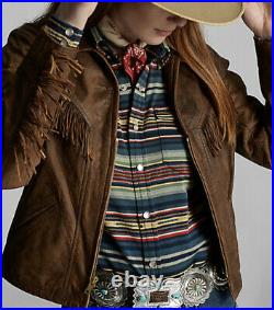 $1900 RRL Ralph Lauren 4 Brown Leather Fringe Jacket Western Rodeo Polo VtG Coat
