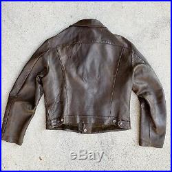 1950s Levis Big E Western Trucker Leather Jacket 50s Levi's Short Horn Size 44
