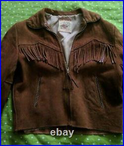 1950s Roy Rogers JACKET COAT Boys Girls Western Cowboy Fringe Rust Leather