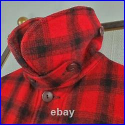 1950s VTG WOOLRICH Size 40 Large USA Made Mens Wool Plaid Mackinaw Jacket Coat