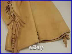 1970s UBER Vintage Tan Buckskin Western Fringe Jacket Womens 38