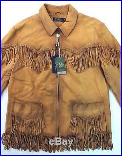 $1995 Men Polo Ralph Lauren Western Cowboy Suede Indian Fringes Leather Jacket L