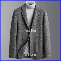 2 Buttons Single Breasted Mens Wool Blend Short Coat Jacket Lapel Collar Blazers