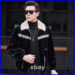 2023 New Winter Men's Short Casual Western Fashion Faux Fur Coat Slim Fit Coat