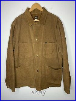 $2200 RRL Ralph Lauren Small Suede Chore Coat Brown Leather Jacket Western Rodeo