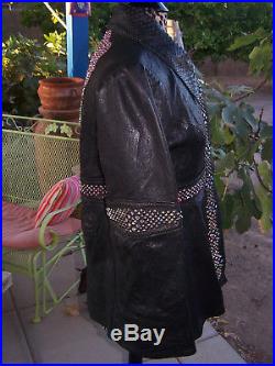 $2500Western Biker Swarovski Crystal Studded Leather Coat JacketM/LKippys