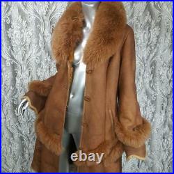 $2600charles Kleinsz S/mred Orange Genuine Fox Fur Real Leather Coat Jacket