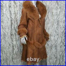 $2600charles Kleinsz S/mred Orange Genuine Fox Fur Real Leather Coat Jacket