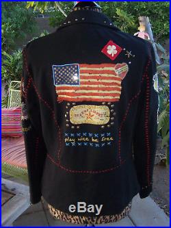 $278Western Biker Embroidered Pin Patches HONOR GUARD JacketMDouble D Ranch