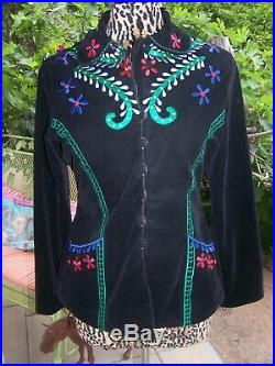 $300BeautyRARE Velvet Embroidered Mexican Style Western Festival JacketMRoja