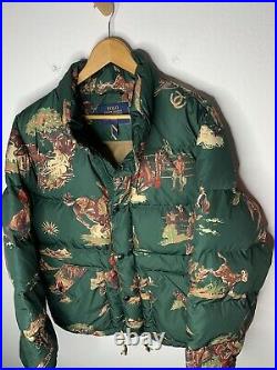 $398 New Polo Ralph Lauren Large Green Rodeo Western Puffer Down Jacket RRL Coat