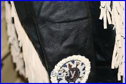 3B West Leather Native Indian Style Beaded Western Fringe Coat Jacket 4XL