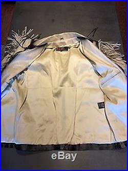 3B West Leather Native Indian Style Beaded Western Fringe Coat Jacket XXL