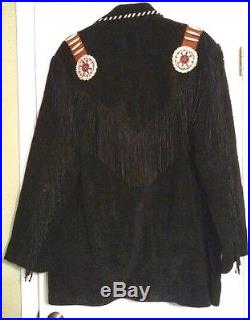 3B West by Tansmith Leather Suede Fringe Western Jacket Coat Native Men's Sz 4XL