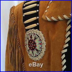 3B West by Tansmith Men's Size XL Leather Suede Fringe Western Jacket Coat
