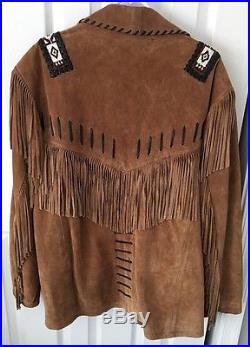 3B West by Tansmith Men's Size XL Leather Suede Fringe Western Jacket Coat