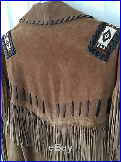 3B West by Tansmith Men's Sz. XL Leather Suede Fringe Western Jacket Coat Native