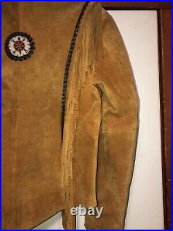 3B West by Tansmith Native Style Beaded Fringe Leather Coat