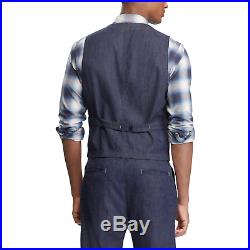 $490 Double Ralph Lauren RRL Mens Cotton Linen Japanese Denim Buckleback Vest