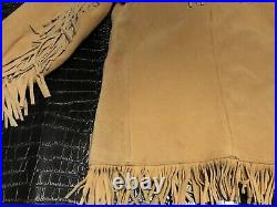 70s Vintage Schott Western Fringed Suede Jacket Coat Size 12 Hippie