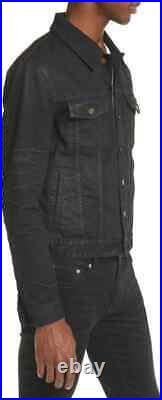 £715 Saint Laurent lightly coated black denim jacket size XL designer fits large