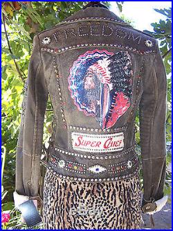 $799Super Chief Black Leather Embellished Western Biker JacketDouble D Ranch