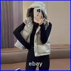 90% White Duck Down Vest Women's Korean Thickened Hooded Gilet Waistcoats Coats