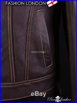 ARIZONA' Men's Brown With Beige Stitch Western Skipper Leather Classic Jacket