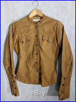 All Saints Leather Western Snap Shirt Jacket Size Medium