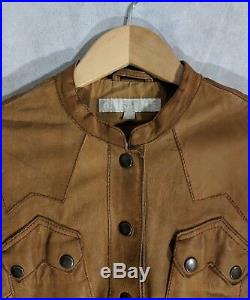 All Saints Leather Western Snap Shirt Jacket Size Medium