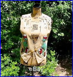 Amazing Western Double D Ranch Ranchwear Floral Beaded Suede Vest M