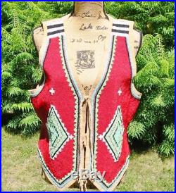 Amazing Western Double D Ranch Ranchwear Fully Beaded Red Suede Vest L