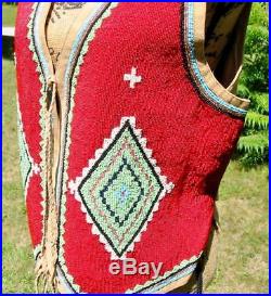 Amazing Western Double D Ranch Ranchwear Fully Beaded Red Suede Vest L