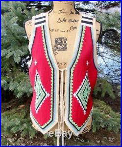 Amazing Western Double D Ranch Ranchwear Fully Beaded Red Suede Vest M EUC