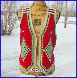 Amazing Western Double D Ranch Ranchwear Fully Beaded Red Suede Vest M EUC
