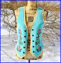 Amazing Western Double D Ranch Ranchwear Fully Beaded Seed Beads Suede Vest M