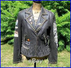 Amazing Western Double D Ranch Ranchwear Outlaws Leather Biker Jacket S