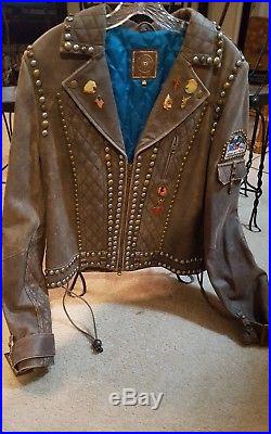 Amazing Western Double D Ranch Ranchwear Outlaws Leather Biker Jacket Xl