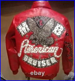American Bruiser Customize Men's Red Leather Jacket