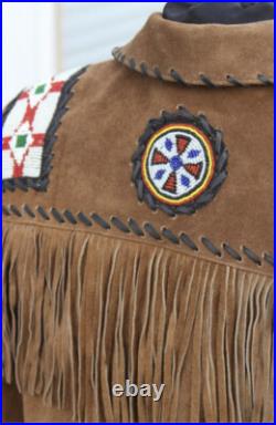 American Natives Sioux Eagle Beaded Suede Leather Western Coat Fringes Jacket American Natives Sioux Eagle Beaded Suede Leather Western Coat Fringes Jacket