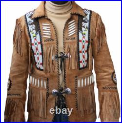 American Natives Sioux Eagle Beaded Suede Leather Western Coat Fringes Jacket American Natives Sioux Eagle Beaded Suede Leather Western Coat Fringes Jacket